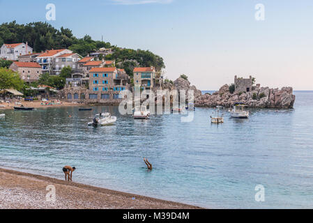 Small bay of Przno resort village on the Adriatic Sea coast near Budva city Montenegro Stock Photo