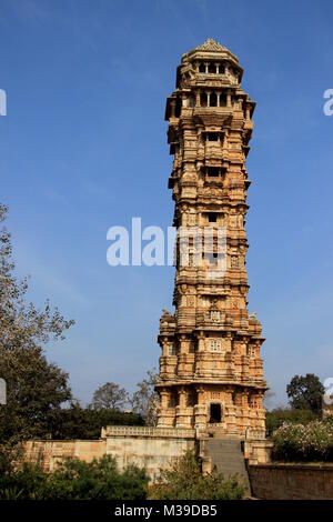 Vijay Sthambh (Victory Tower) at Chittorgarh Fort in Chittorgarh, Rajasthan, India, Asia Stock Photo