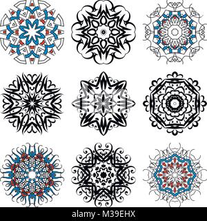 Set of vector ornate mandalas for coloring book. Collection of decorative round ornaments Stock Vector