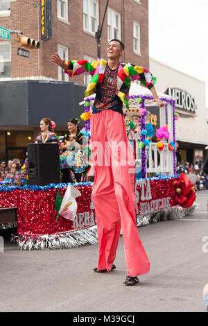 Brownsville, Texas, USA - February 25, 2017, Grand International Parade is part of the Charro Days Fiesta - Fiestas Mexicanas, A bi-national festival  Stock Photo
