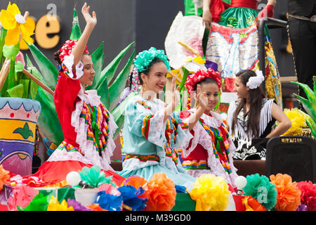 Brownsville, Texas, USA - February 25, 2017, Grand International Parade is part of the Charro Days Fiesta - Fiestas Mexicanas, A bi-national festival  Stock Photo