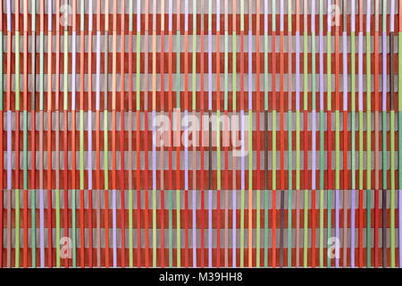 MUNICH, GERMANY - JANUAR 23, 2018 - Architectural detail: modern structure of multicolored facade realized with colorful glazed ceramics panel Stock Photo