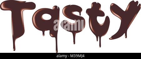 Chocolate word tasty on white background, realistic vector illustration Stock Vector