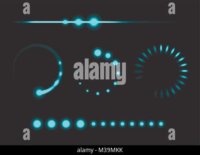 Set of progress bars - template elements, glowing design vector illustration Stock Vector