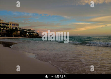 General views of Barbados, Caribbean, walking couple at sunset, beaches on Feb. 1, 2018. Stock Photo