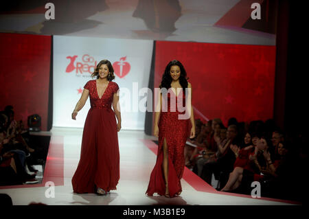 NEW YORK, NY - FEBRUARY 08: Lilly Rocha, Karen A. Hill walks the runway during the American Heart Association's Go Red For Women Red Dress Collection 2018 presented by Macy's class photo at Hammerstein Ballroom on February 8, 2018 in New York City.    People:  Lilly Rocha, Karen A. Hill Stock Photo