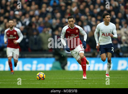 London, UK. 10th Feb, 2018. Mesut Ozil (A) at the English Premier League football match between Tottenham Hotspur v Arsenal at Wembley Stadium, London, on February 10, 2018. **THIS PICTURE IS FOR EDITORIAL USE ONLY** Credit: Paul Marriott/Alamy Live News Stock Photo