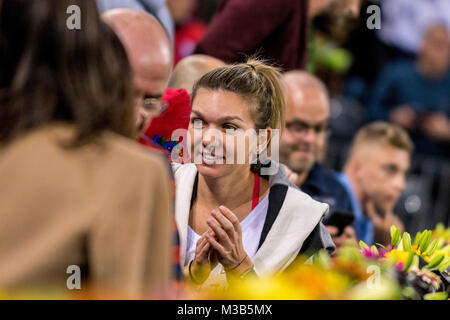 February 10, 2018: Simona Halep surrounded by fans  during the FED Cup by BNP 2018 game between Romania and Canada at Sala Polivalenta, Cluj-Napoca,  Romania ROU. Copyright: Cronos/Catalin Soare Stock Photo