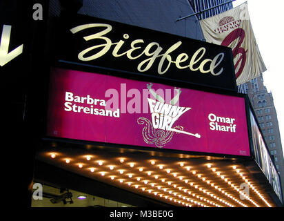 Credit: Walter McBride/MediaPunch  BARBRA STREISAND AND OMAR SHARIF STAR IN THE FULLY RESTORED FUNNY GIRL (1968). DIRECTED BY WILLIAM WYLER THIS 2001 RELEASE IS THE ORIGINAL ROADSHOW PRESENTATION AND WAS FULLY RESTORED IN  6-TRACK DIGITAL AND DYE TRANSFER TECHNICOLOR. PLAYING AT THE ZIEGFIELD THEATER FOR AN EXCLUSIVE NEW YORK CITY ENGAGEMENT. CREDIT ALL USES  © Stock Photo