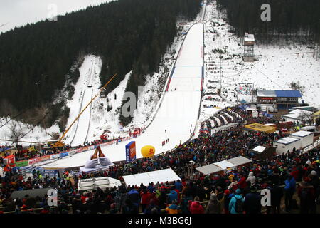 Blick ins Skistadion Schmiedsbachtal mit der großen und kleinen Hochfirstschanze in Titisee-Neustadt Stock Photo