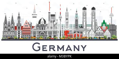 Germany City Skyline with Gray Buildings Isolated on White Background. Vector Illustration. Business Travel and Tourism Concept Stock Vector