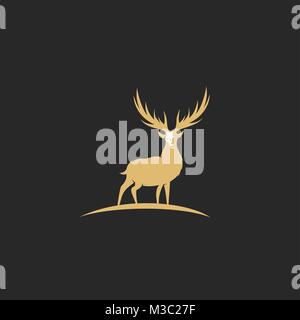 minimal logo of golden deer vector illustration. Stock Vector