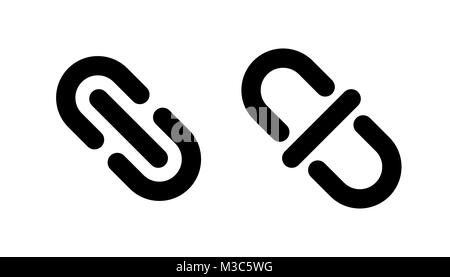 Link and unlink icons Lock and unlock chain symbol Stock Vector