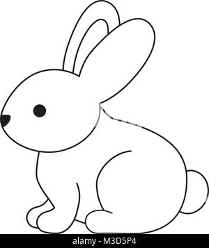 Line art black and white rabbit bunny icon poster. Stock Vector