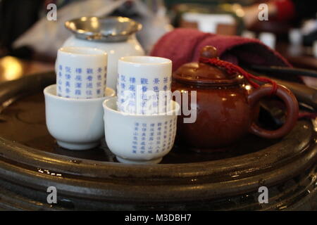 Traditional Taiwanese tea in a tea house in Jiufen Stock Photo