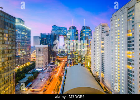 Beijing, China cityscape and financial district at dusk. Stock Photo