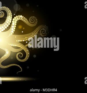 abstract golden tentacles on a black background Stock Vector