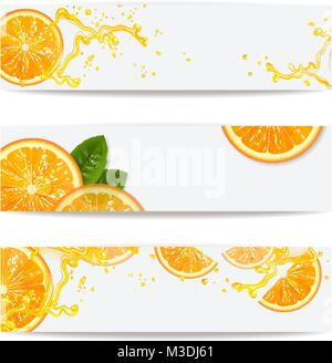 Banners with background of fresh oranges Stock Vector