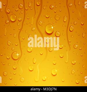 Water drops on the background of the beer Stock Vector