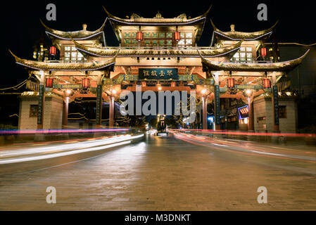 Chengdu, China -Oct,8,2017- Qintai Road historic district at night in Chengdu,China Stock Photo