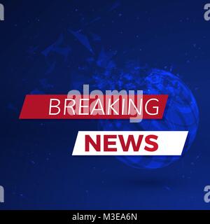 Breaking News Banner on Glowing Particles Background.  Vector Illustration Stock Vector