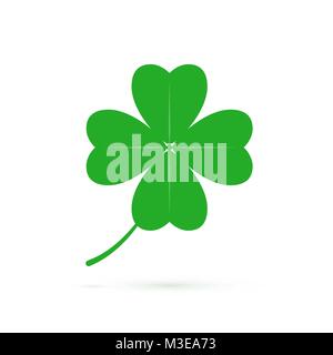 Four leaf clover symbol of luck. Green clover icon isolated on white background. Symbol of St Patrics day. Vector illustration Stock Vector