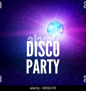 Disco party poster background. Night club disco ball backdrop. Vector illustration Stock Vector