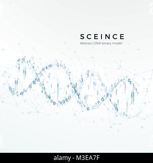 Abstract DNA binary model. Genetic code. Science and futuristic concept. vector illustration isolated on white Stock Vector