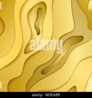 Golden paper cut hole background. 3D abstract background with gold paper cut shapes. background  design for business poster and presentation. Vector i Stock Vector