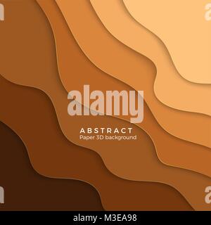 Color abstract sand background. Paper cut yellow gradient. Layer yellow wavy paper. Vector illustration Stock Vector