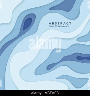 Abstract wavy paper 3d diffusive level element for design banner, poster and brochure. 3d papercut decoration textured with curved layers. Vector back Stock Vector