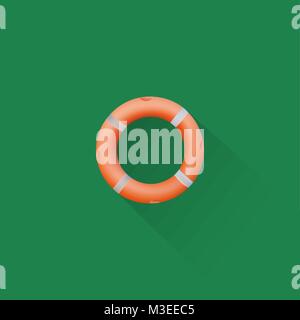 Simple Life Buoy Icon On Green Background, Vector, Illustration, Eps File Stock Vector