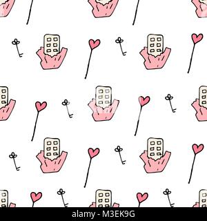 Love symbols Seamless pattern. Hand drawn doodles Vector illustration. Can be used for scrapbooking, fashion, cards for wedding, Valentine s day and o Stock Vector