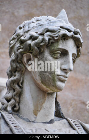 Rome, Italy - April 18, 2009: Close up of a marble sculpture of an angel with bronze wings by Raffaello da Montelupo was once on the tower top of the  Stock Photo