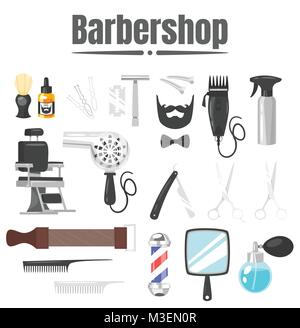 set of barbershop tools Stock Vector
