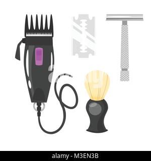 hairdressers tools for shaving Stock Vector