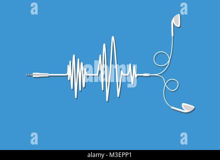 EARPHONES SOUNDWAVE CONCEPT Stock Vector