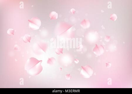 Pink sakura falling petals vector background. Vector illustration EPS10 Stock Vector