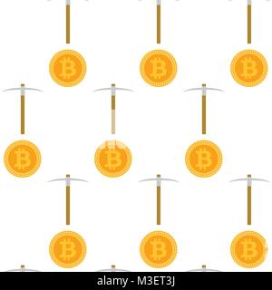 Mining bitcoin seamless pattern. Background bitcoin currency. Vector illustration Stock Vector