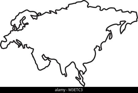 Vector illustration Asia outline map with countries names isolated on ...