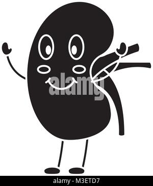 cartoon happy human kidney smiling character Stock Vector