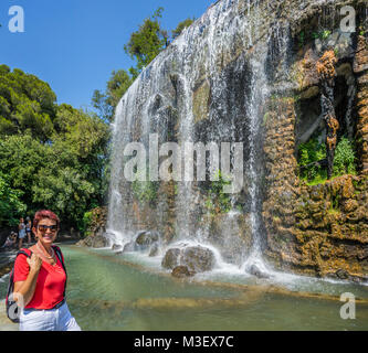 France, Alpes-Maritime department, Côte d'Azur, Nice, view of the Cascade du Casteu waterfall on Castle Hill, Colline du Chateau Stock Photo