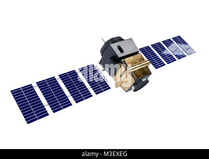 artificial satellite concept 3D rendering isolated on white Stock Photo