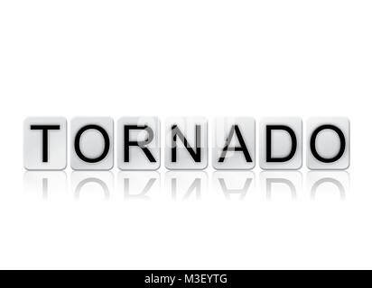 The word Tornado concept and theme written in white tiles and isolated on a white background. Stock Photo