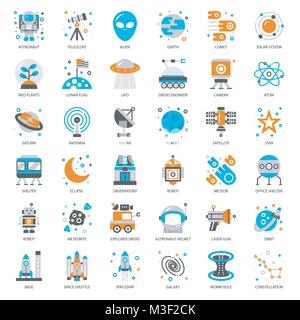 Astronomy, pixel perfect flat icon, isolated on white background Stock Vector