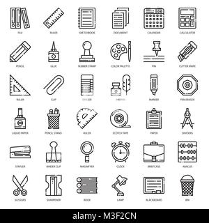 Stationary, pixel perfect outline icon, isolated on white background Stock Vector