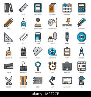 Stationary, pixel perfect filled outline icon, isolated on white background Stock Vector