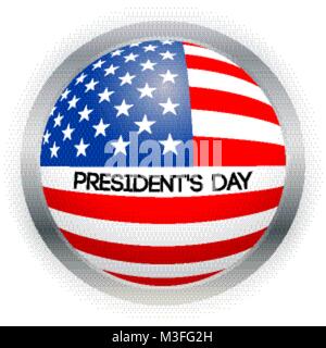 Vector Presidents Day card. National american holiday illustration with USA flag on black background. Stock Vector