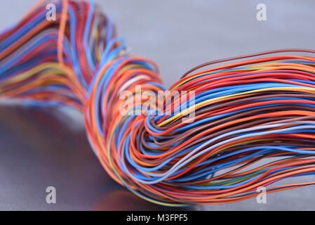 Multicolored electrical cables and wires Stock Photo