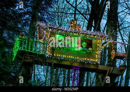 Holiday Light display, Lafarge Lake, Town Centre Park, Coquitlam, British Columbia, Canada. Stock Photo